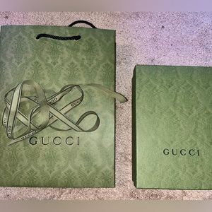 Gucci box, bag, dust bag and ribbon